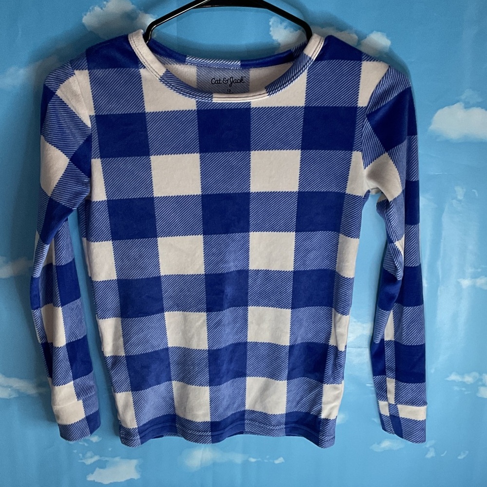 Cat & Jack Blue and White Plaid Long Sleeve Shirt